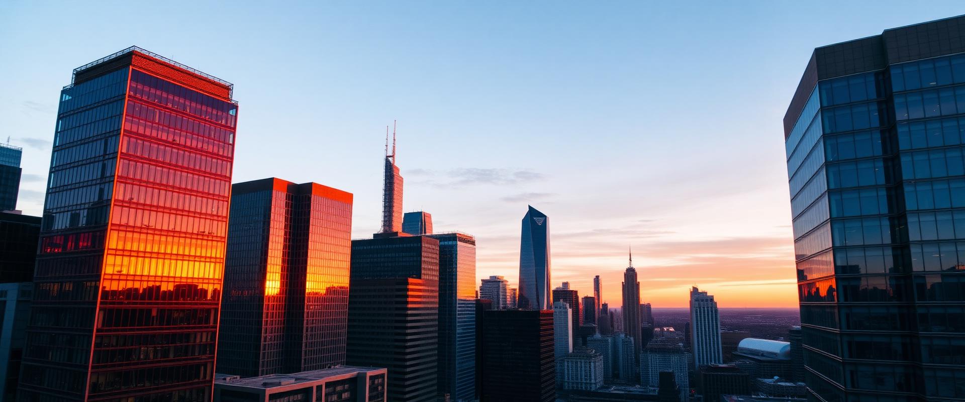 City skyline at dusk